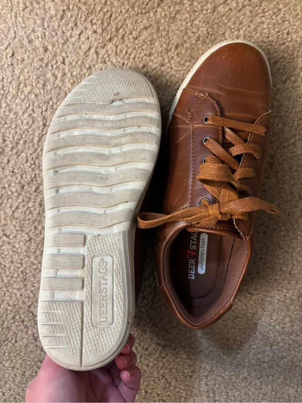 Deer Stags Boys Tan Brown Lace-Up Casual Sneakers